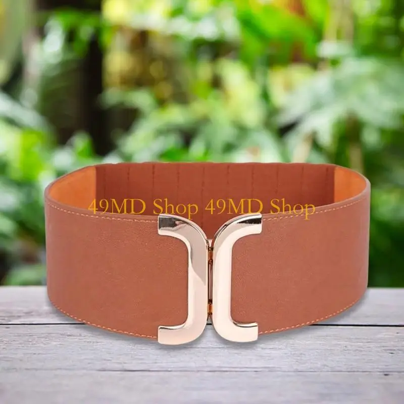 49md-レディースドレスバックルベルトヴィンテージスタイルウエストバンド伸縮性ウエストベルト