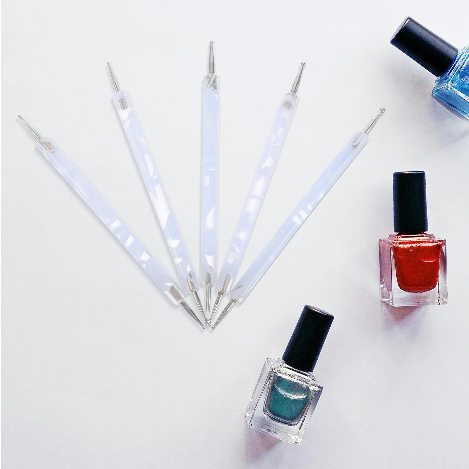 5 قطعة مجموعة فن الأظافر أدوات التنقيط أقلام مزدوجة الأطراف ملحقات مواد متينة تصميم دقيق قلم مانيكير #3