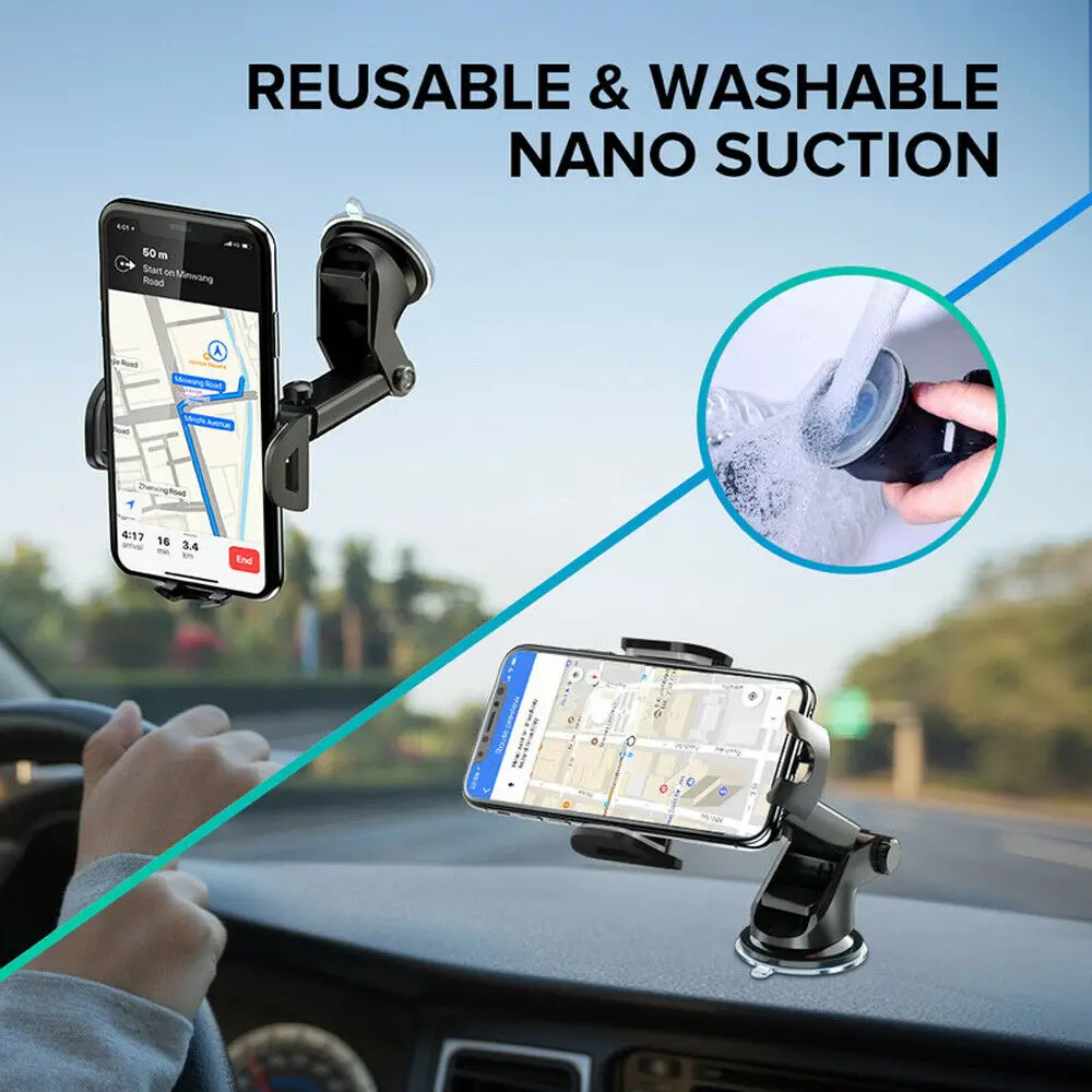Universal Car Phone Holder Windshield Sucker Mount Cell Phone Bracket 360 Degre Rotatable Retractable Arm Stand for 4.7-6.8 inch