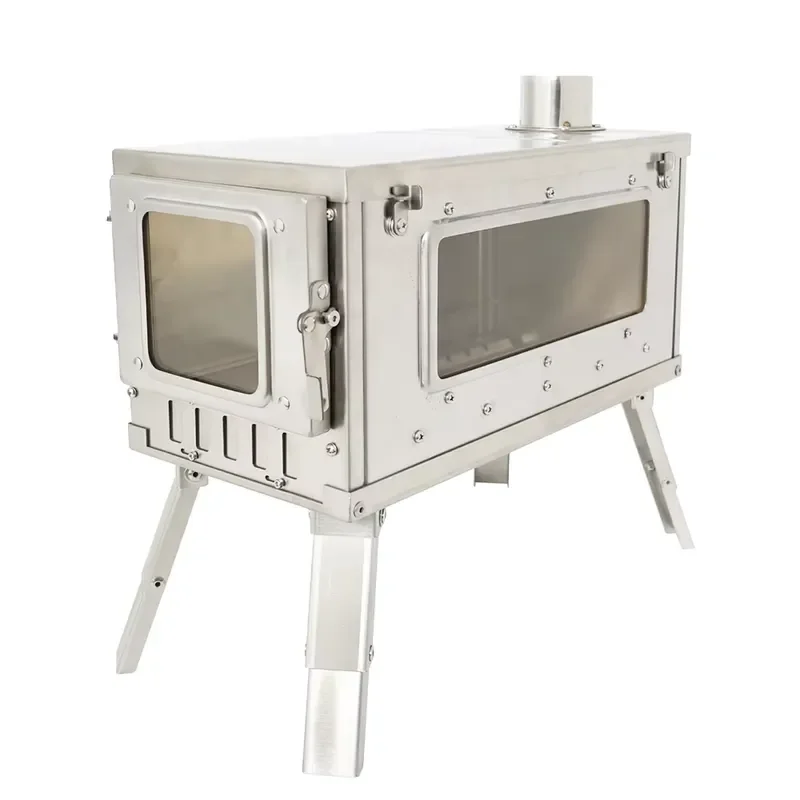 Foldable Stainless Steel Outdoor Camping Wood Stove All Season Portable Tent Heating Stove for Backpacking Camping Trip