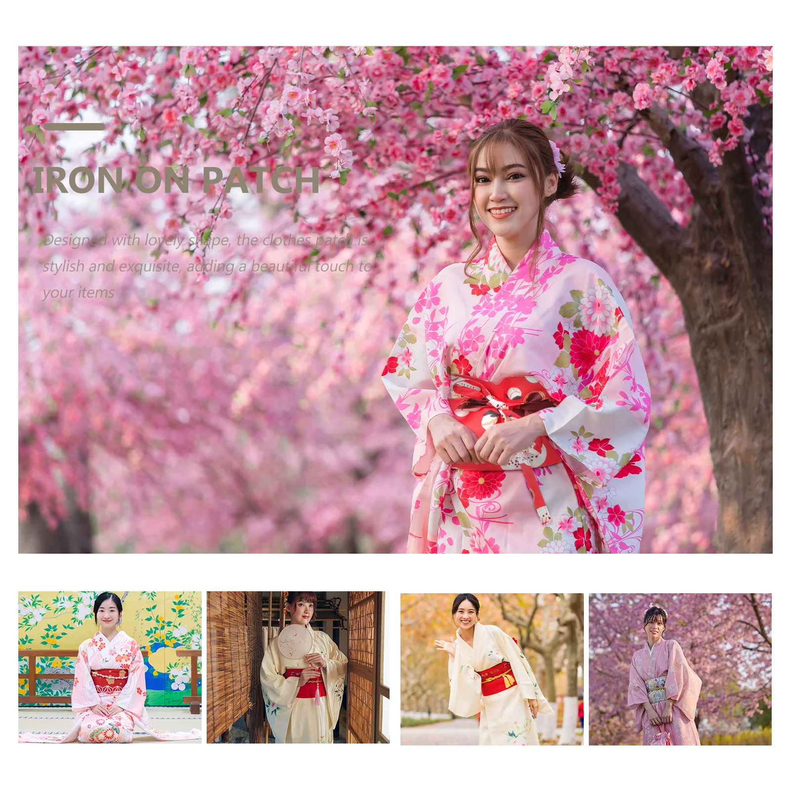 حزام يوكاتا على الطراز الياباني بنمط زهور واسع وحزام كيمونو قابل للتعديل وحزام خصر نسائي أنيق للفساتين الرسمية