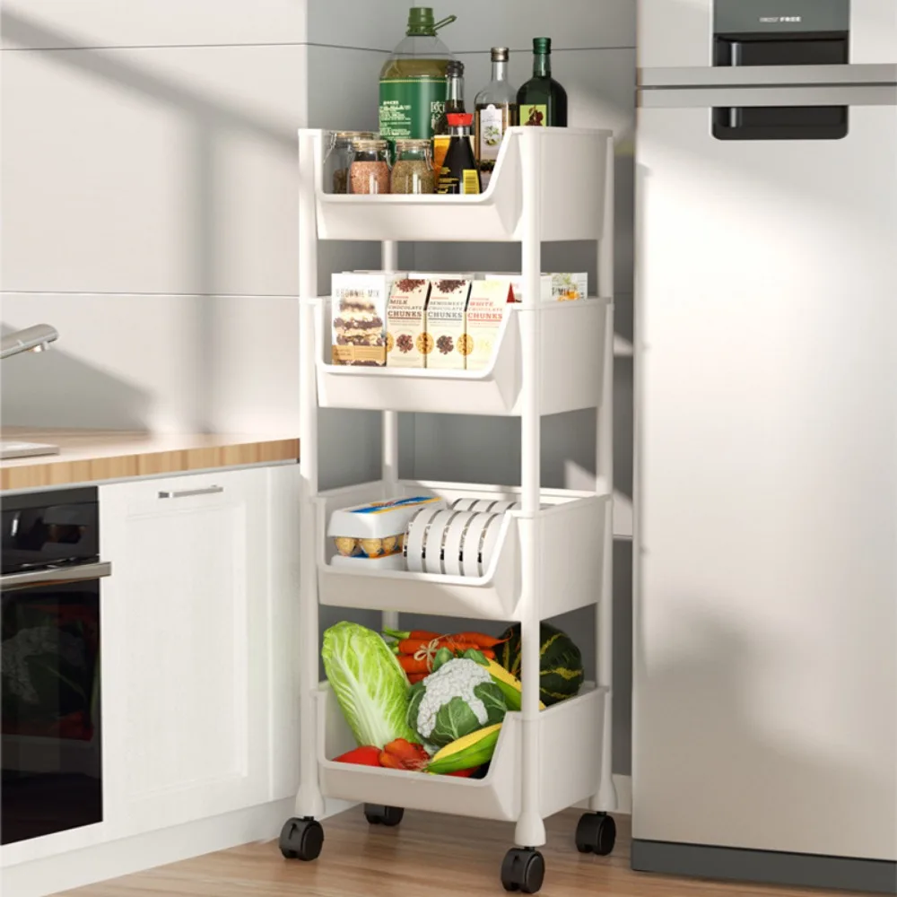 Storage Shelves Table Rack Trolley Solid Wood Console Home Use with Wheel Oak Sofa Back Dinning Room Poplar Storage Kitchen Cart