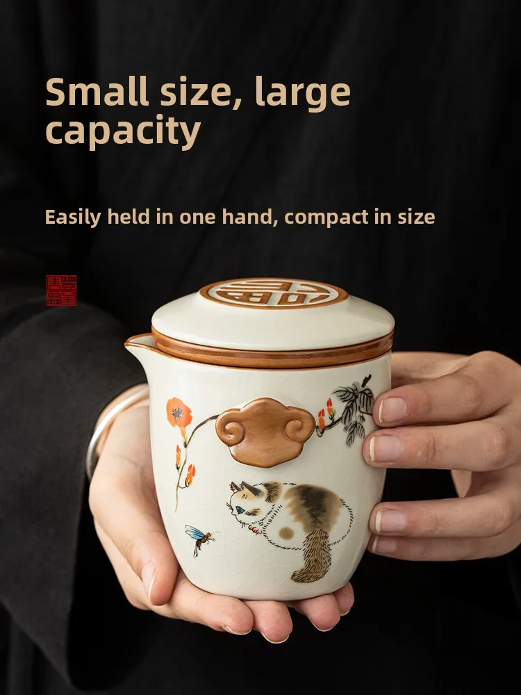 

New Chinese Style Ceramic Tea Pot Tea Water Separation Cute Single Pot Home Use Brewing Tea Pot from Tang Feng Porcelain