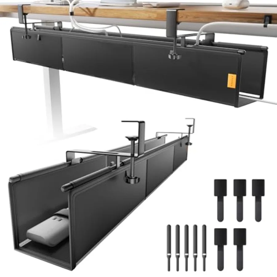 

Органайзер для кабелей под столом, без сверления, с кабельными стяжками, из экологичного холщового материала, сетчатый дизайн для отвода тепла