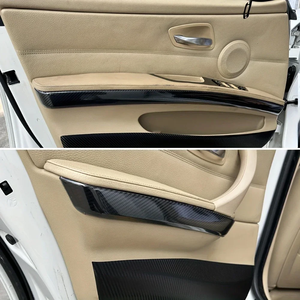 For BMW 3 Series E90 4Doors 05-12 Interior Central Control Panel Door Handle Carbon Fiber Stickers Decals Car styling Accessorie