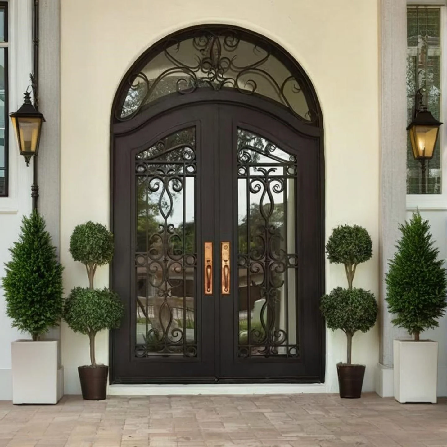 European wrought iron door, wrought iron villa garden main entrance driveway security door, custom factory wholesale OEM design
