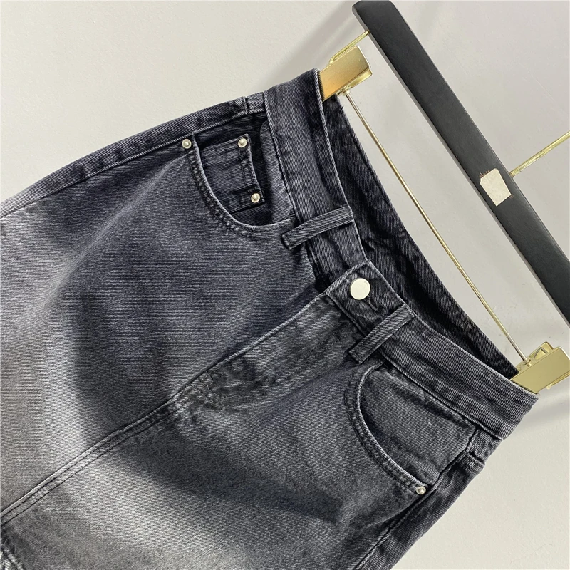 Gradiënt Zwart Denim Rok 2023 Nieuwe Lente Zomer Slanke Wrap Hip Korte Rok Vrouwen Casual Jean Mini Rokken