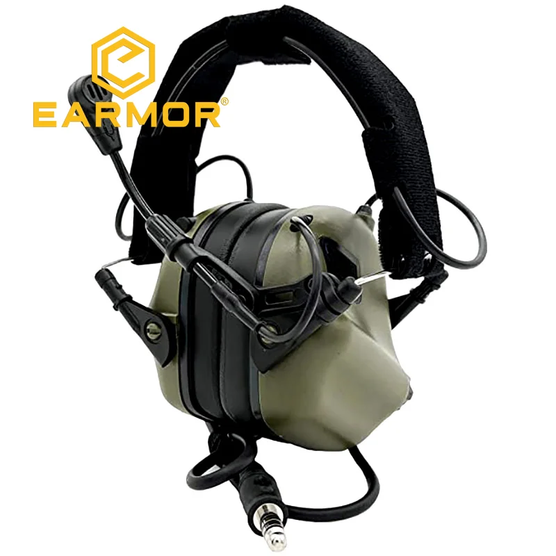 EARMOR-Protector auditivo M32 MOD3, auriculares tácticos (follaje verde) para tiro, auriculares militares de comunicación de aviación, Softair