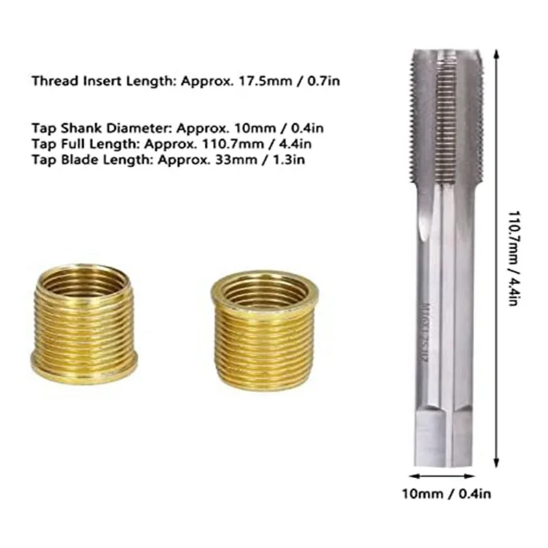New Spark Plug Thread Repair Tools, High Speed Steel Tap Spark Plug with M14X1.25 Inserts and M16X1.25 Tap Kit