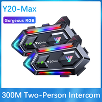 Y20 MAX Motorcycle Helmet Bluetooth Headset Intercom RGB Colorful Light Effect V5.3 1000mAh Battery With Mixing IPX6 Waterproof