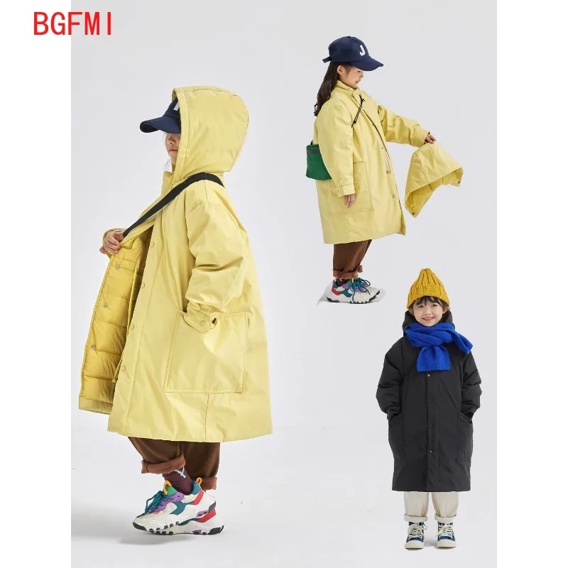 

Children Teenager Winter Black Coats 2025 New Korean Fashionable Boys Girls Thicken Warm Padded Parkas Zipper Hooded 5-13Y