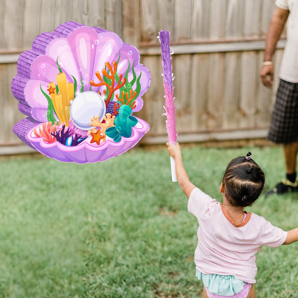 1Set Ocean Shell Theme Pinata Bundle with Blindfold Stick for Kids Girl Birthday Baby Shower Party Decoration view 5