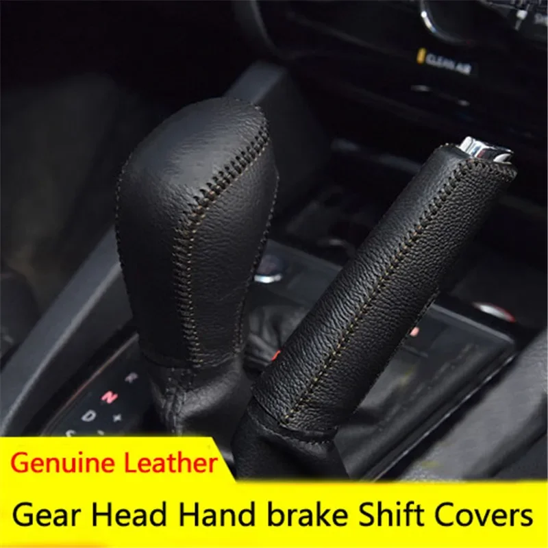 Genuine Leather Car Gear Head Shifter Knob Cover Case for Golf GTI DSG Tiguan POLO BORA Passat B7 Tiguan Touran Skoda SEAT