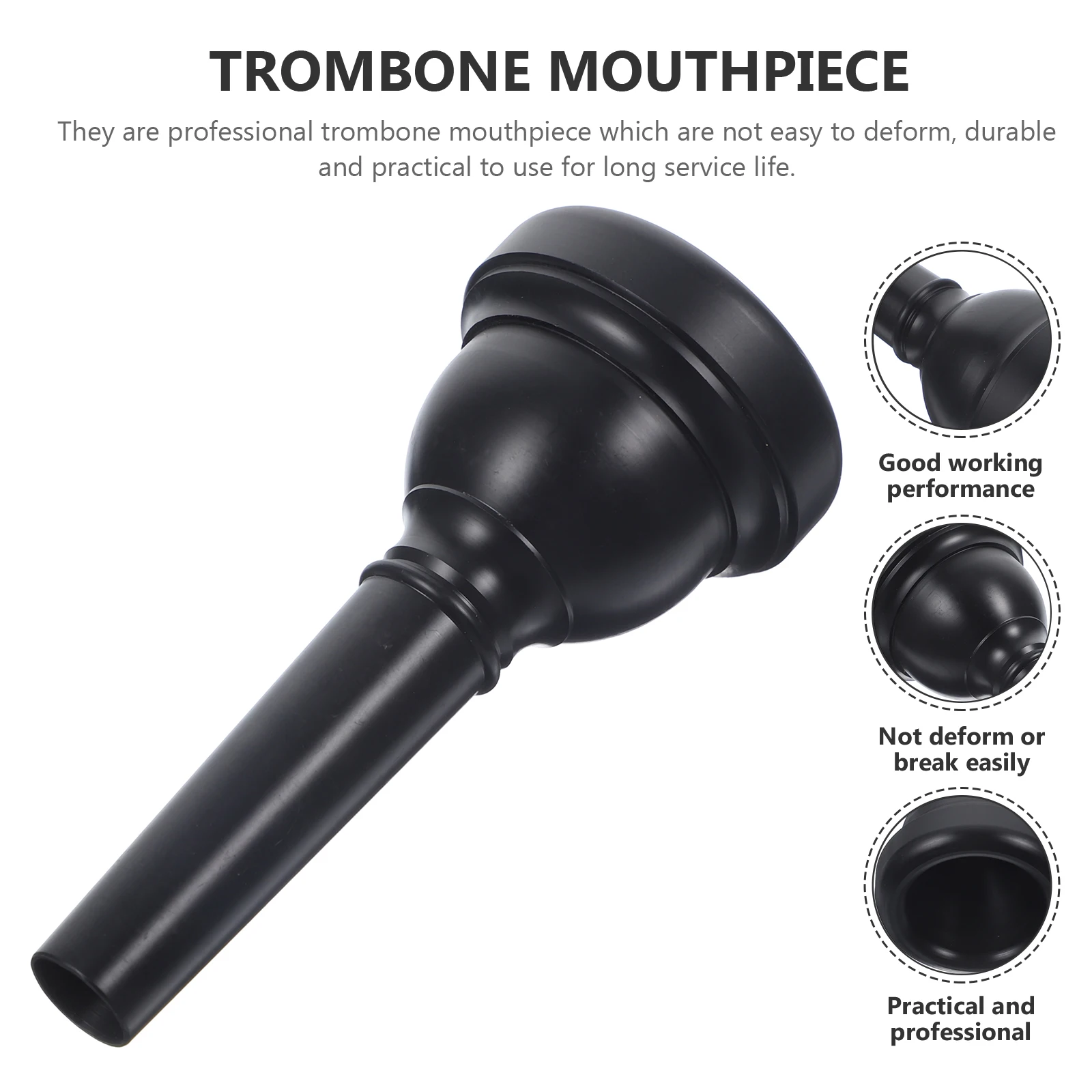 

Trombone Mouthpiece Plastic Replacement for Alto Tenor Beginner Durable Lightweight Small Easy Install Professional Musical