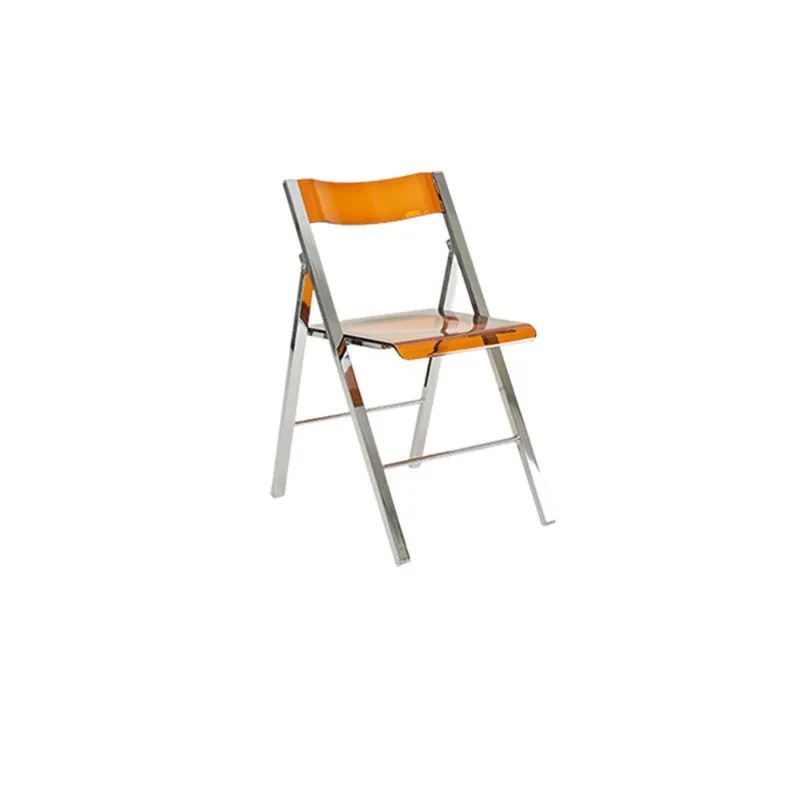 

Thickened folding chair Home Internet celebrity backrest dining chair Modern simple casual photo milk tshop transparent chair