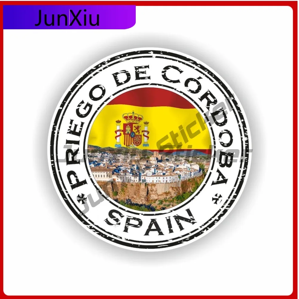 

Priego de C rdoba Trendy Boat Fade Resistant Decoration Sticker Seal Spain Design Round Unique Cute Durable Durable Vinyl