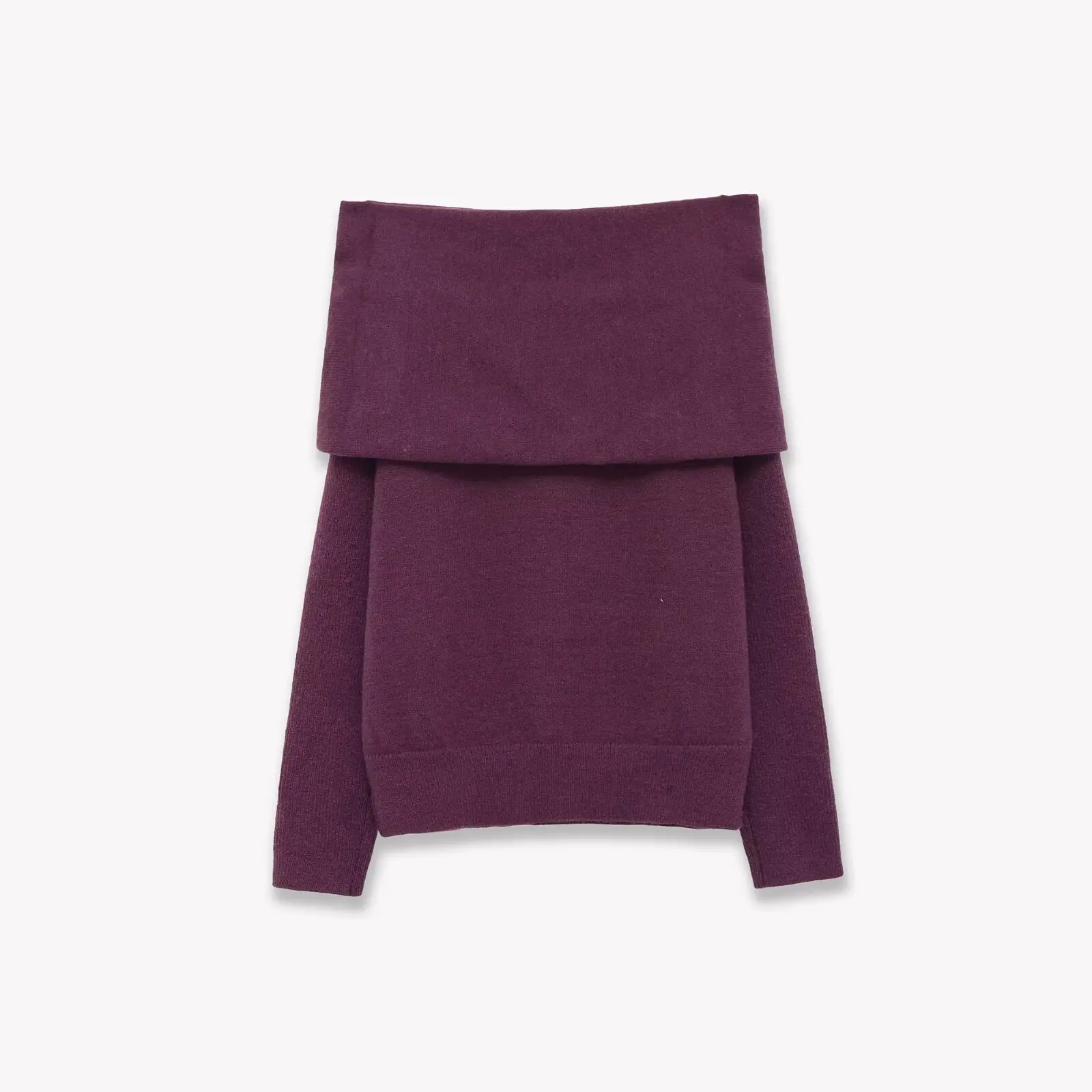 

2025 Autumn and Winter New Products Women's French Lazy Style Slim Off Shoulder Straight Collar Jersey Sweater