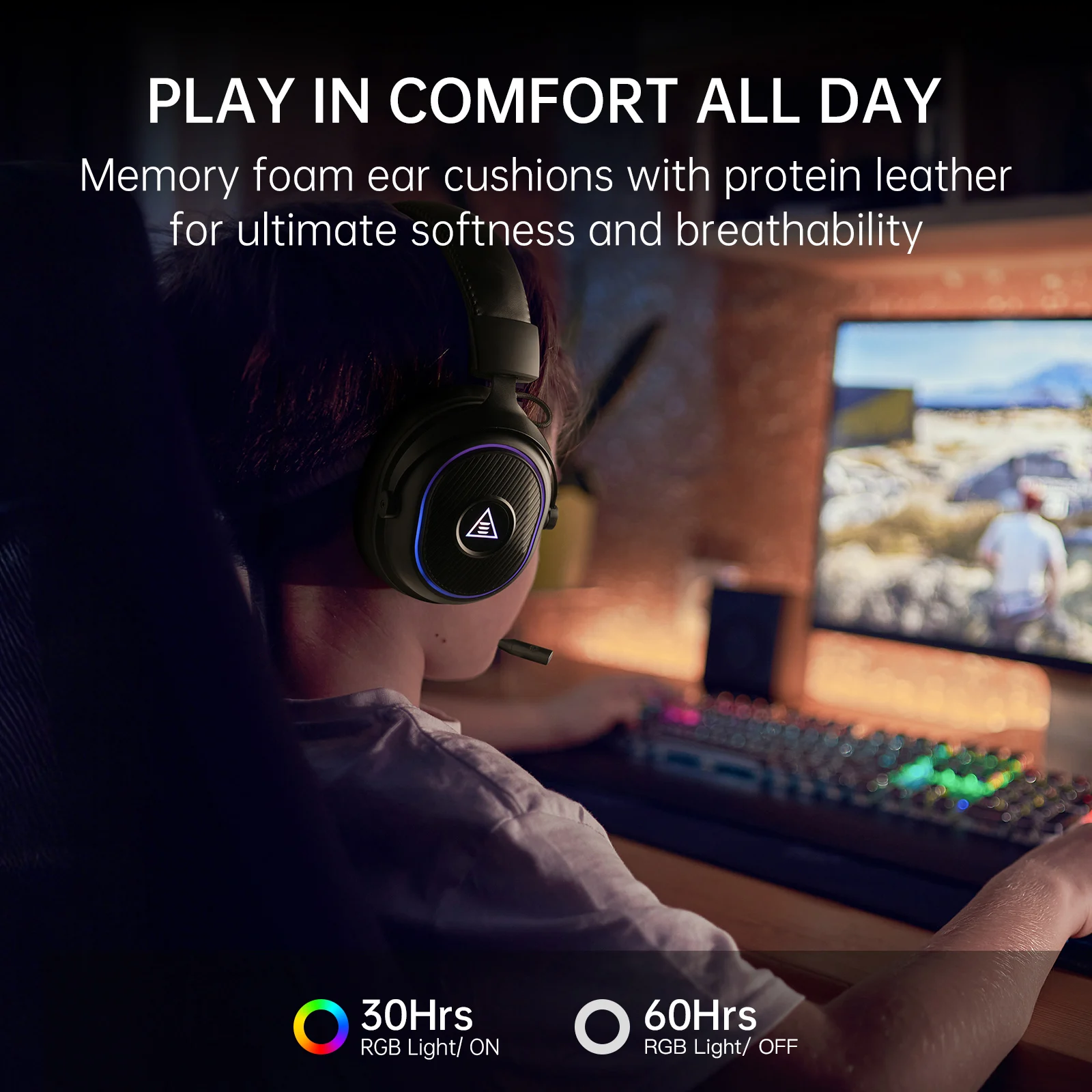 Oneodio EKSA MaKo BT Cuffie da gioco Bluetooth Over Ear Cuffie wireless da 2,4 GHz Gamer 20 ms Bassa latenza con microfono per PC/PS4/PS5