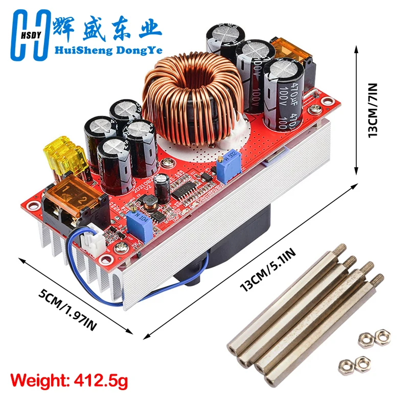 1800W 40A DC-DC Boost Converter Step Up modul catu daya 10-60v menjadi 12-90v pengisi daya tegangan disesuaikan