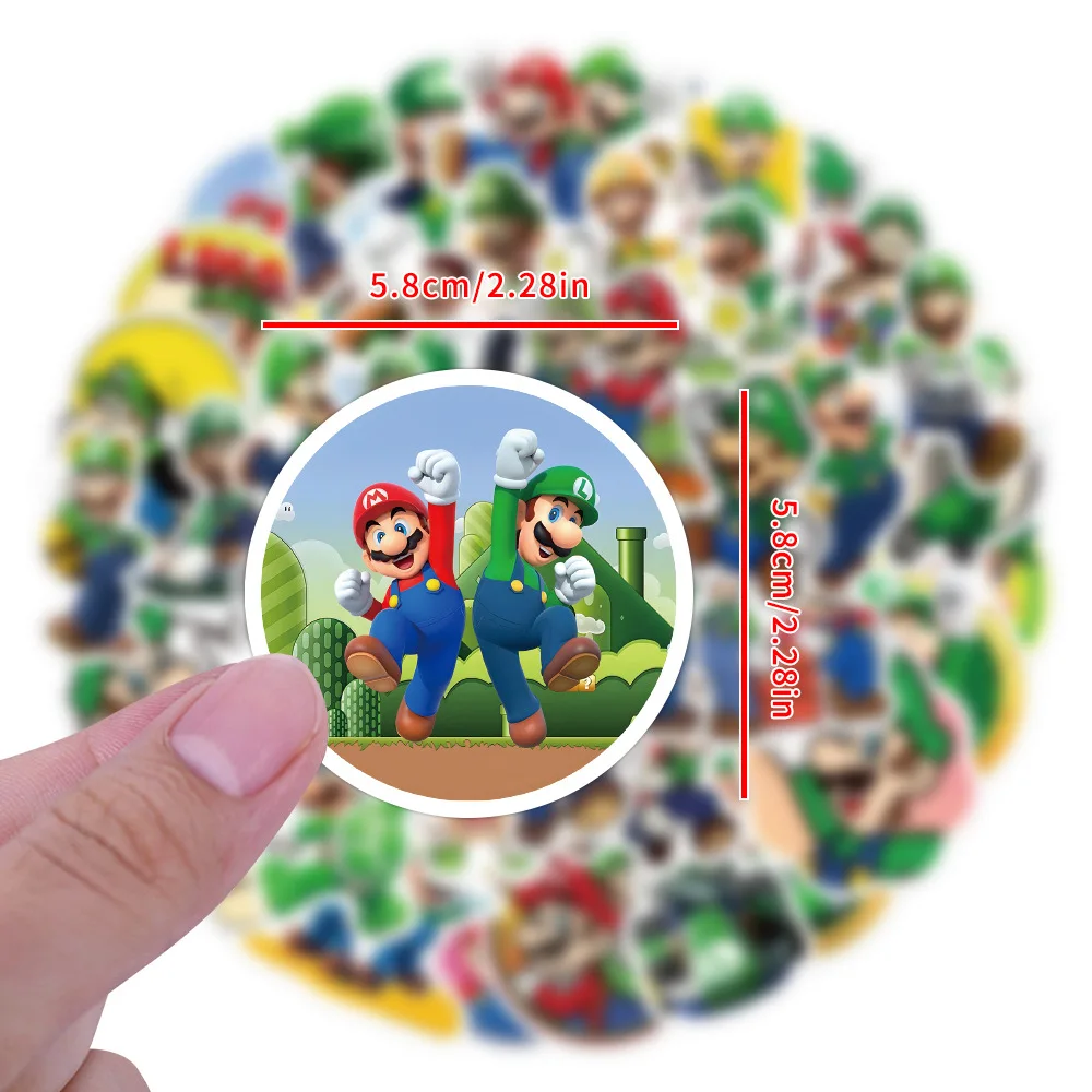 63Pcs/Set Super Mario Bros Stickers Kawaii Luigi Skateboard Bicycle Guitar Laptop Waterproof Stiker Anime Stickers Graffit