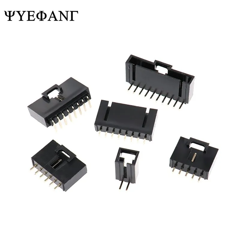 10Pcs MX2.54mm Dupont Connector Housing 2 3 4 5 6 Pin Single Row with Belt Buckle Straight & Curved Pin Header