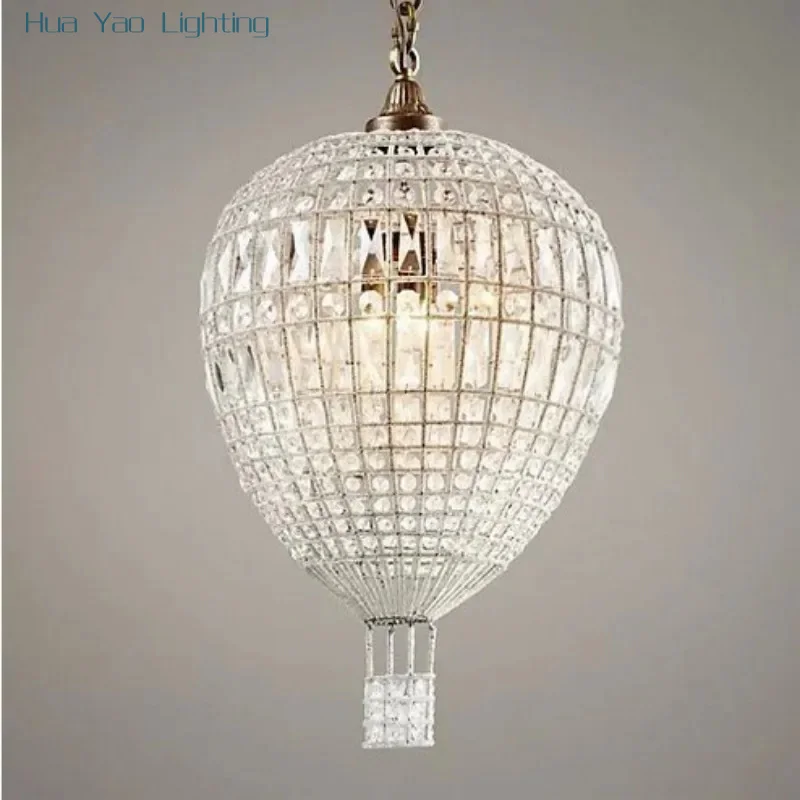 American Luxury Crystal Pendant Lights French Balloon Suspension Lights Loft Indoor Home Decorative Light in Baby's Room Bedroom