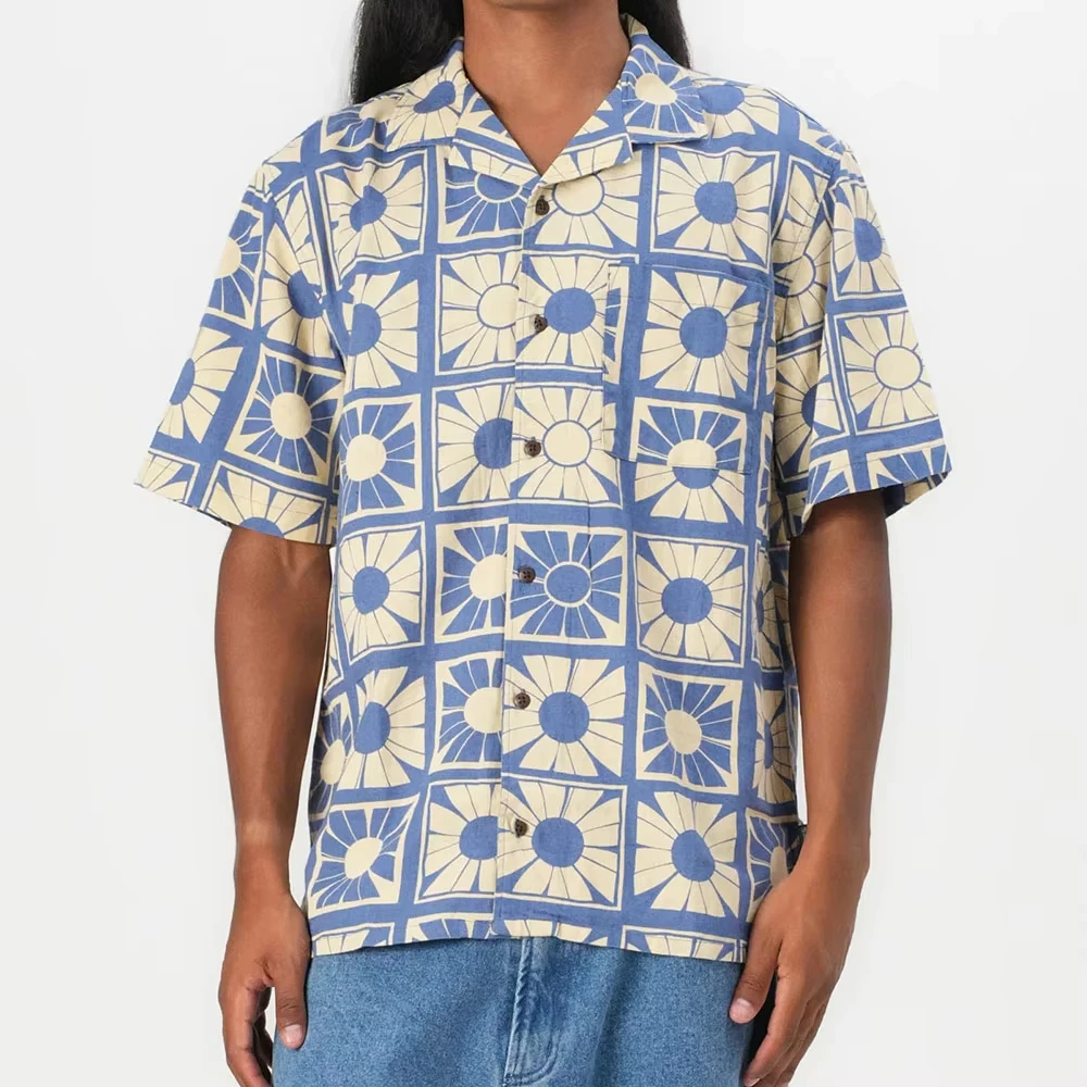 

Мужская рубашка с принтом лепестков цветов, на пуговицах, повседневная, с коротким рукавом, свободного кроя, с 3D-принтом, в гавайском стиле