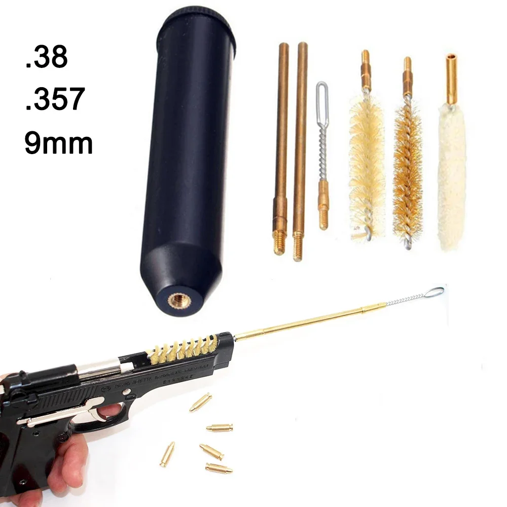Kit di pulizia per pistola universale da 7 pezzi utilizzato per il kit di pulizia per pistola portatile per la pulizia delle armi calibro.38/.357/9mm