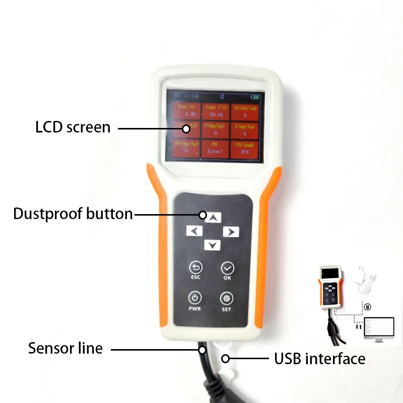 HANDHELD 7 IN 1 SOIL NPK HUMIDITY TEMPERATURE EC SALINITY PH HAND METER