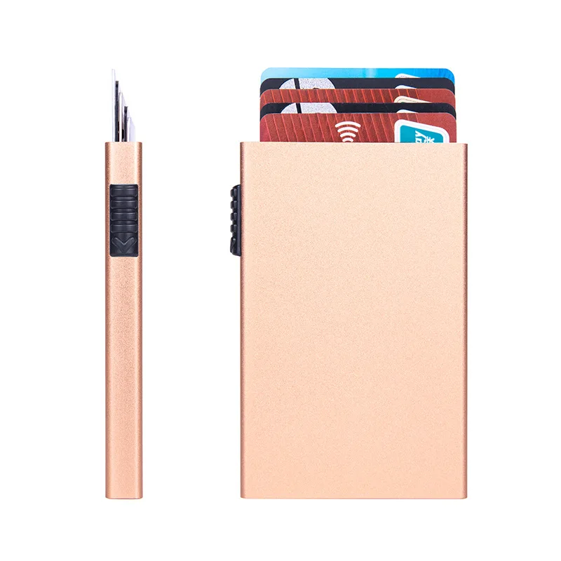 Magischer Ausweis- und Kreditkartenhalter, Smart Wallet für Damen und Herren, ID-Kartenetui, Metall, dünn, schlank, Pop-Up, Aluminium, minimalistische Geldbörse – Detail 28