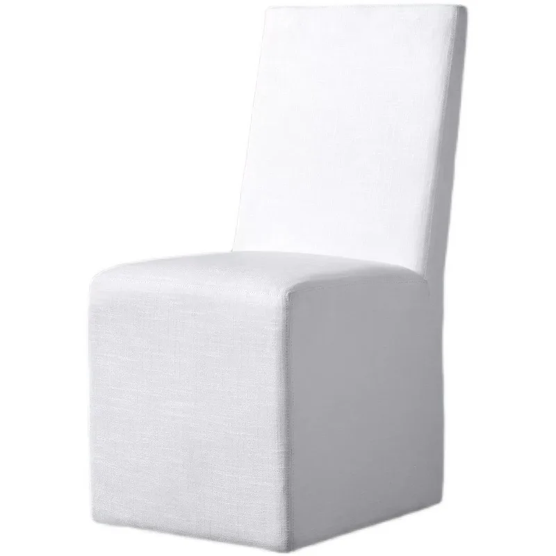 

Italian modern simple light luxury adult dining chair American cotton and linen fabric soft bag armrest dining chair