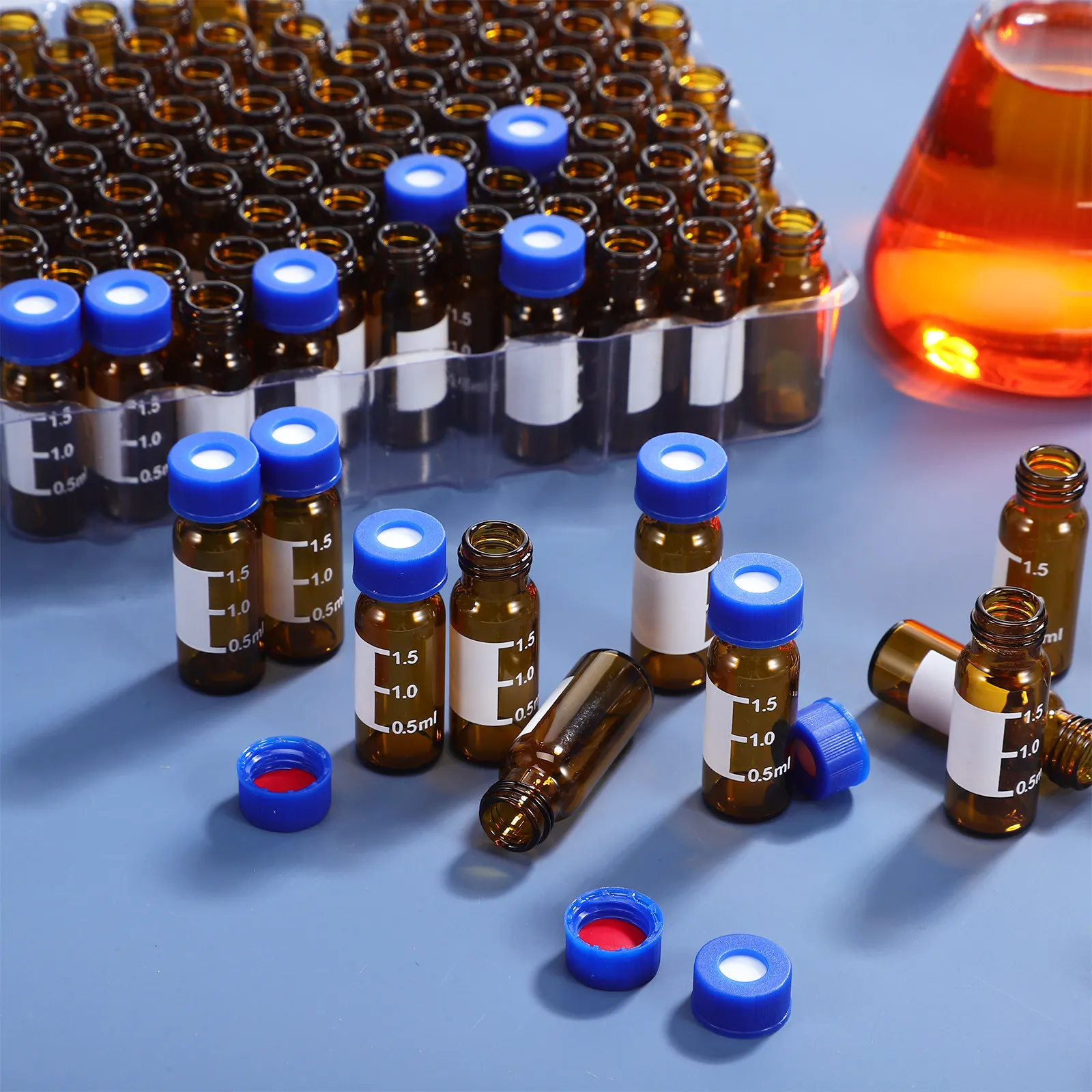 100 Pcs Flasks Small Sample Lab Containers Glass Vials with Lids Empty Diagnostic