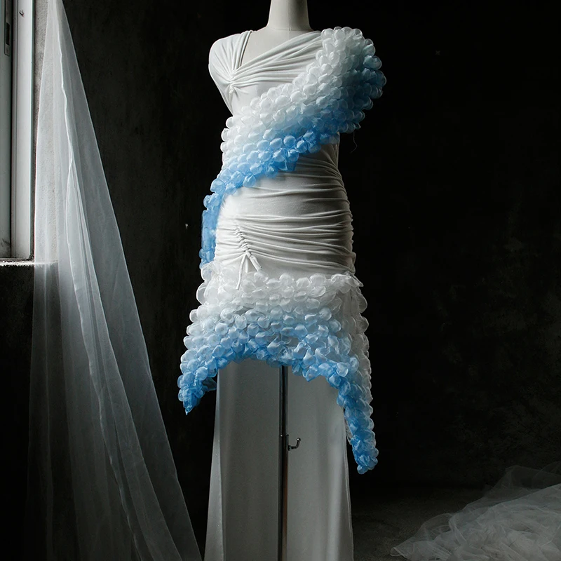 

Градиентная хлопчатобумажная трехмерная ткань из пенопласта, термостойкая ткань вогнутой формы, кружевная сценическая одежда, дизайнерская ткань «сделай сам»