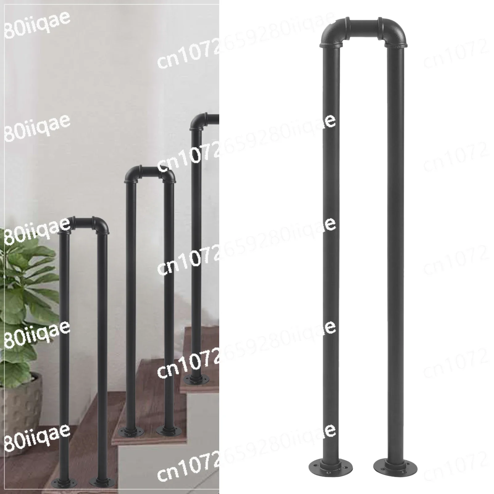 U-Shaped Industrial Wrought Iron Railing Non-Slip Safety Indoor Or Outdoor Elderly Children's Support Poles