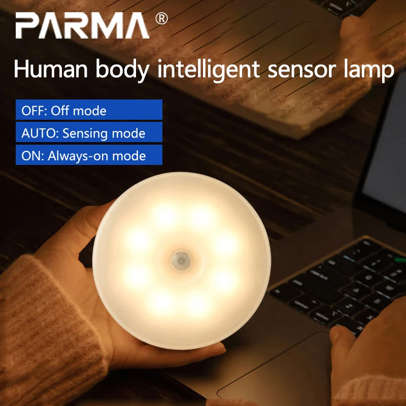 ضوء ليلي LED، ضوء مستشعر جسم الإنسان، شحن USB، ممر غرفة المعيشة، ممر المهجع، مصباح بجانب السرير لغرفة النوم