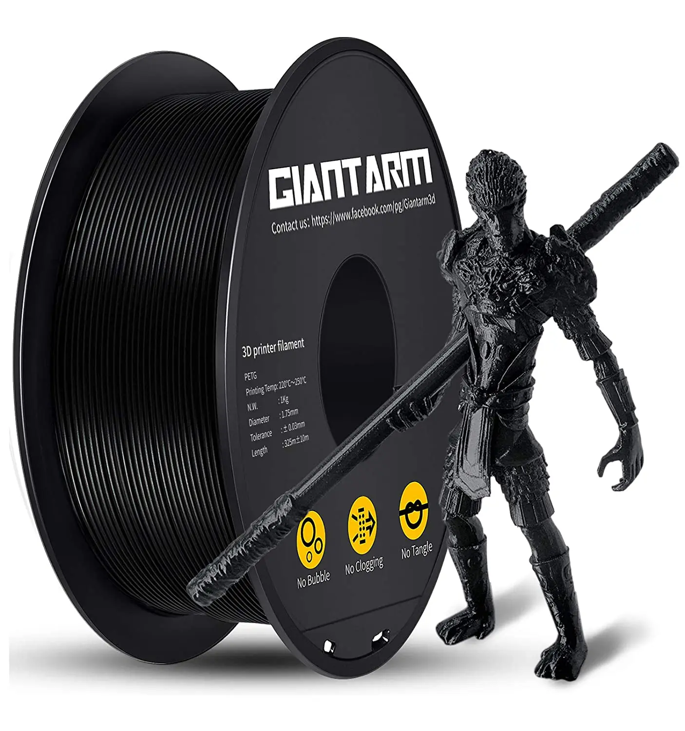 GIANTARM PETG Filament 1,75mm 1kg 2,2lbs ±0,03mm Verhedderungsfrei Verstopfungsfrei Hochglänzend Zäh Mehrfarbig 3D-Drucker Filament Vacu