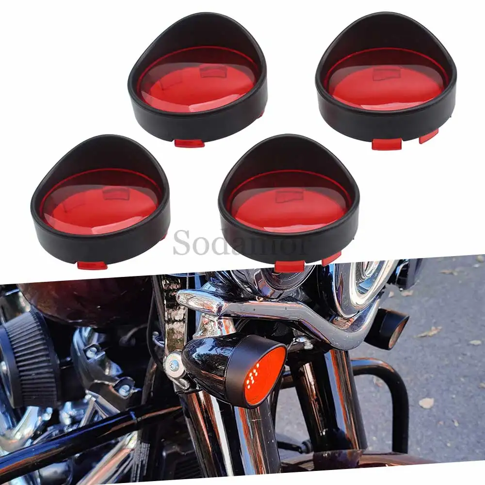 For Harley Davidson Super Glide FXD 2010 Motorcycle 2 Pair Turn Signal Light Blinker Bezels Indicator Lens Trim Ring Visor Cover