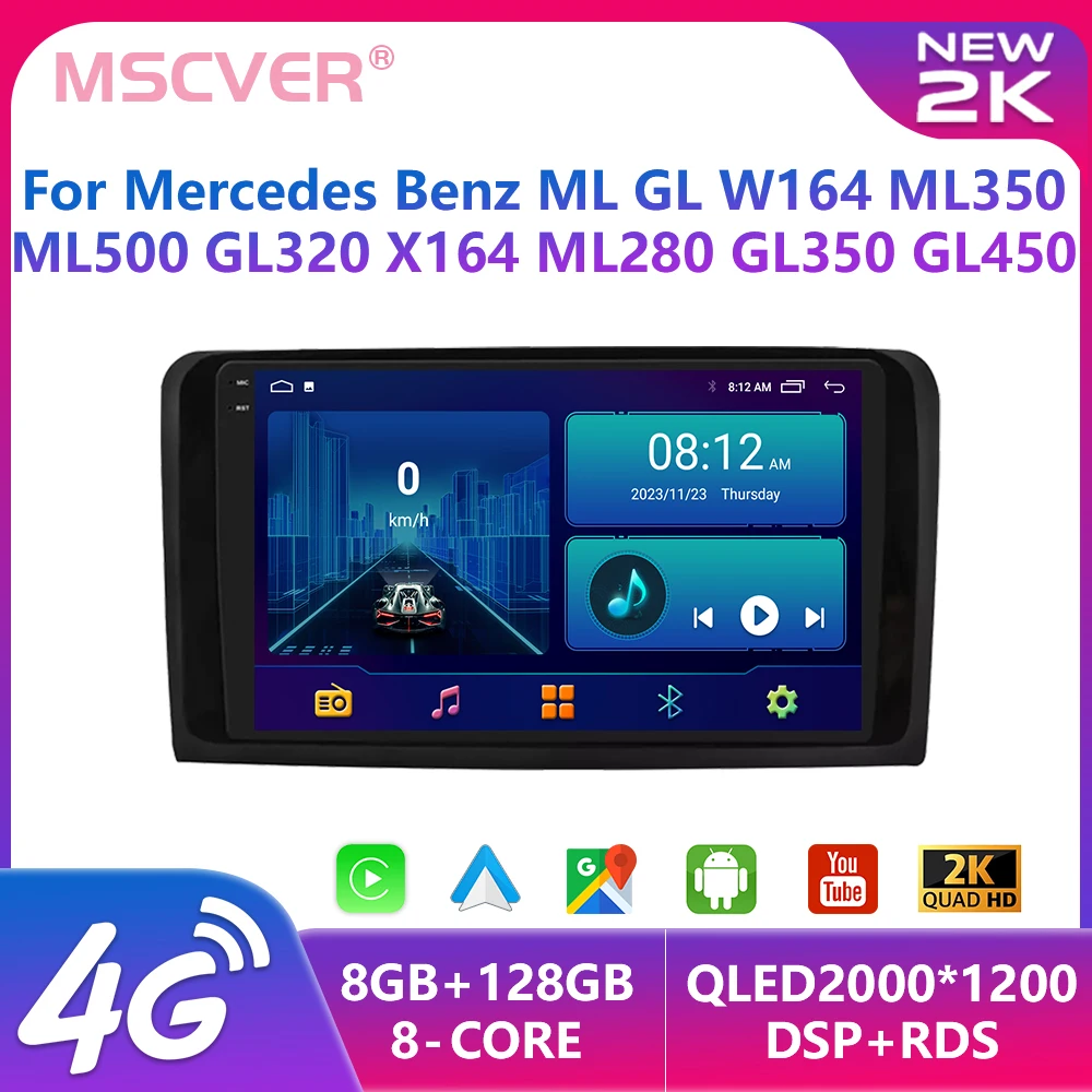 For Mercedes Benz ML GL W164 ML350 ML500 GL320 X164 ML280 GL350 GL450 Android Car Radio Multimedia Player Navi GPS Carplay 2din