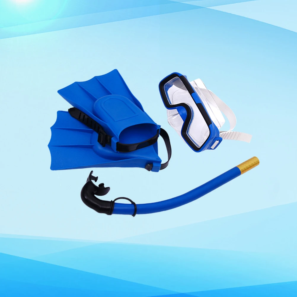 

1Set Snorkeling Essential Kit Diving Mask Goggles Snorkel Flippers Size 25-30 Breathable Flexible Non-Slip Swimming