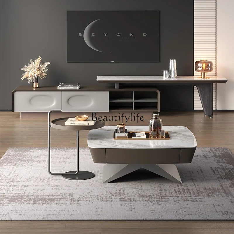 Coffee table household light luxury modern Italian minimalist high-end marble coffee table