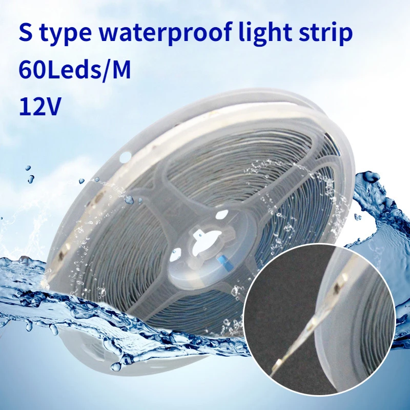 12V LED Strip Light Tape Waterproof S Shape 2835 60LED/m 5M Flexible Warm White LED Light Strip 12V For Room Bedroom TV Backligh