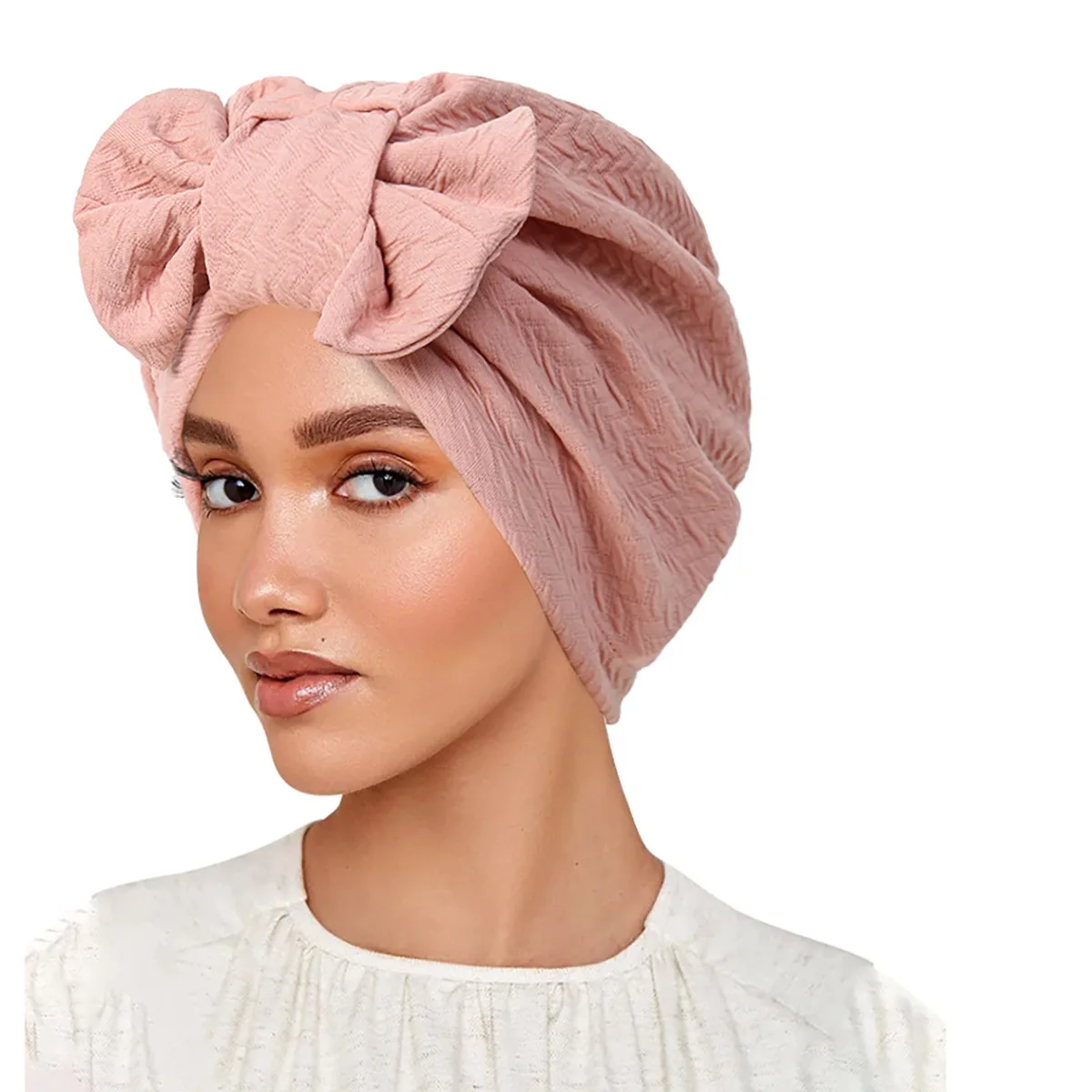 Bubble Detachable Bow Hat Muslim Turban Women Hijab Beanies Bonnet Cancer Chemo Cap Hair Loss Headscarf Turbante Mujer Headwear