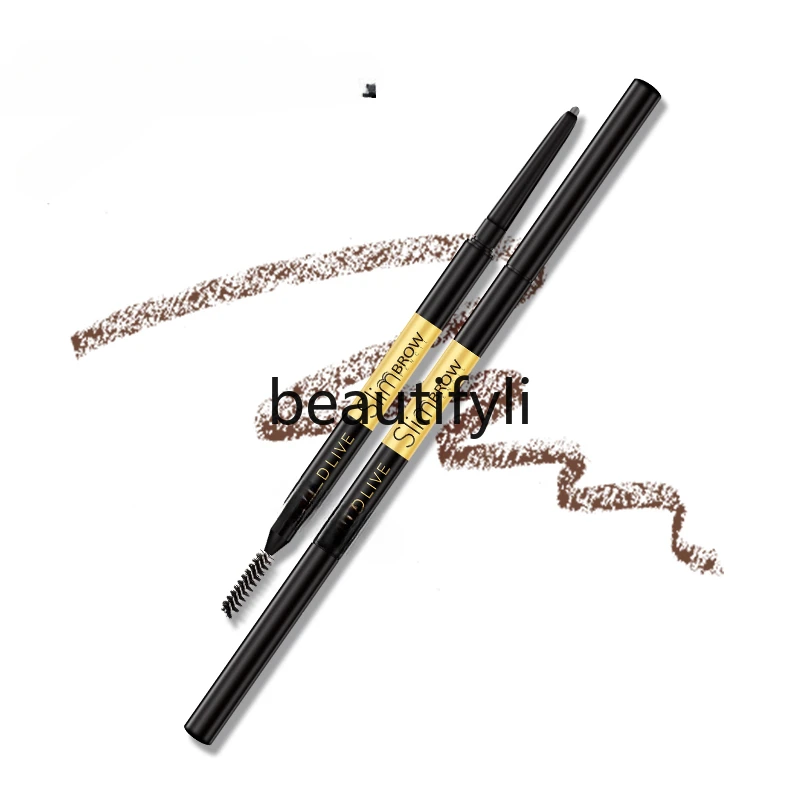 Natural fine eyebrow pencil, khaki smoke gray, brown coffee color, waterproof and sweat-proof, not easy to decolorize