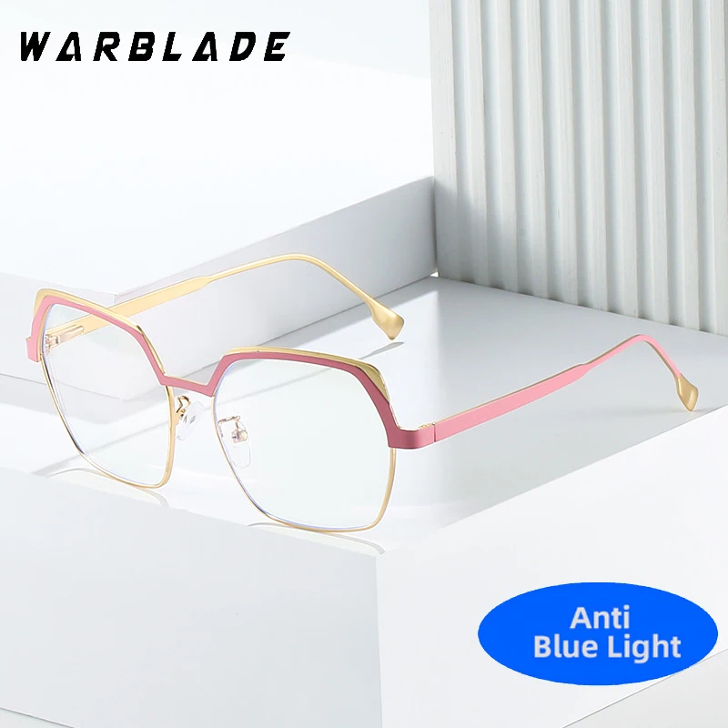 

Luxury Brand Design Trend Polygon Woman Anti Blue Light Optical Glasses Retro Frames Metal Female Fashion Computer Eyeglasses