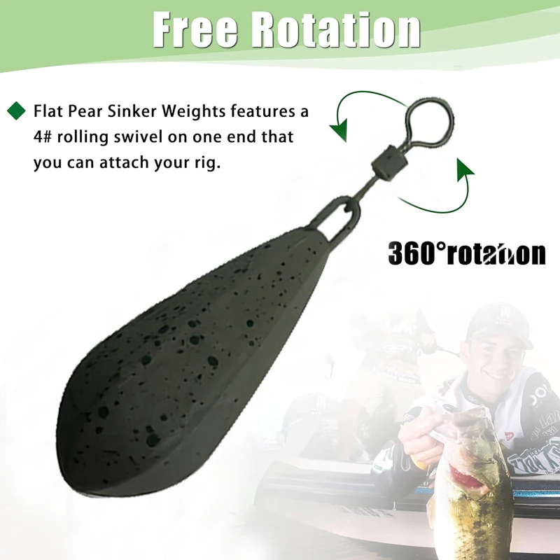 YOTO Juego de 3/4 Plomos de Pesca para Carpa, 42g-128g, Plomos de Pesca en Forma de Salgueiro Recubiertos con Eslabones Giratorios, Equipo de Pesca de Carpa y Pesca de Fondo