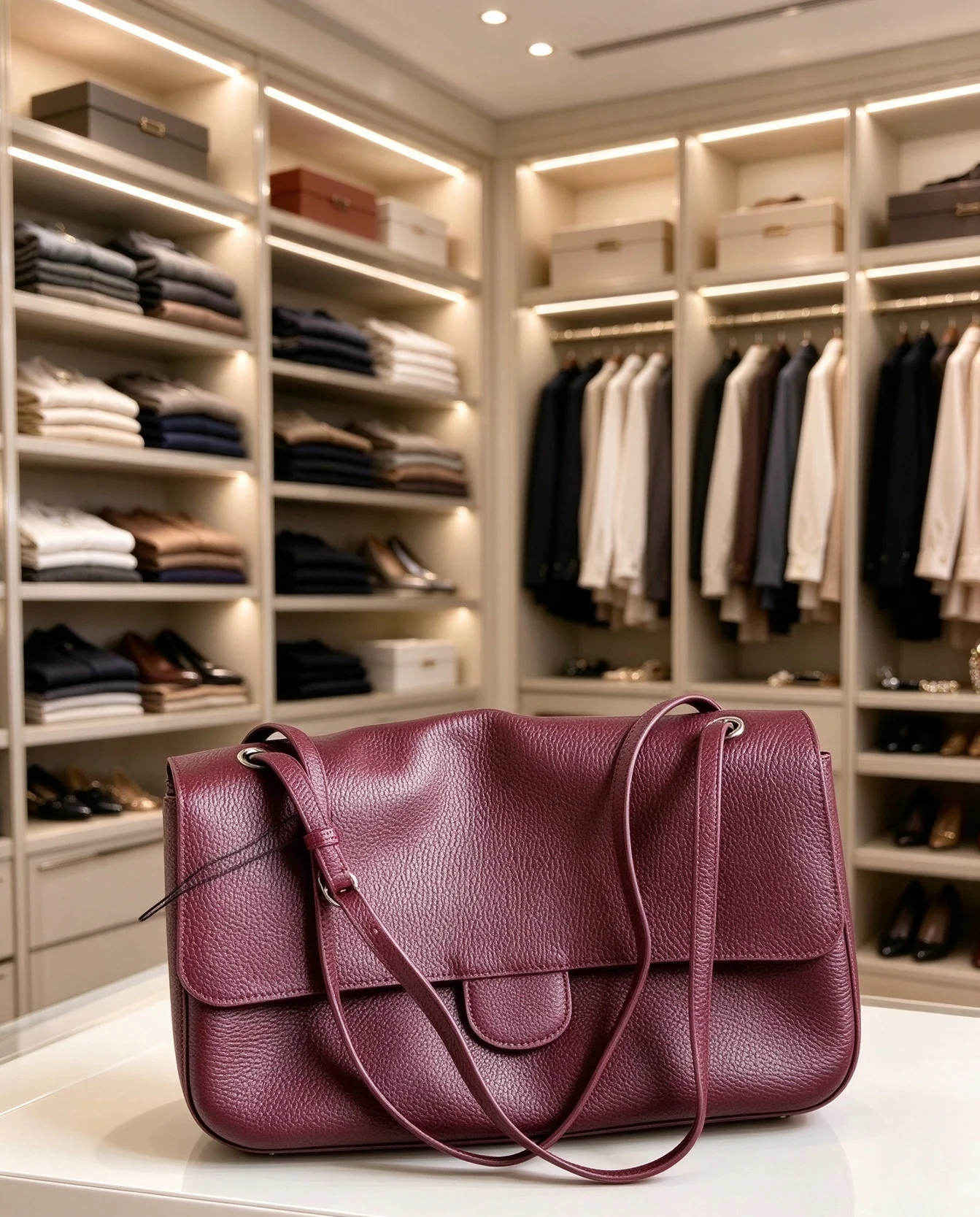 Ladies Classic Designer Crossbody Shoulder Bag, Exclusive Design Handbag, Solid Color Glossy Leather, Durable Hardware, Large Space Work Travel Bag
