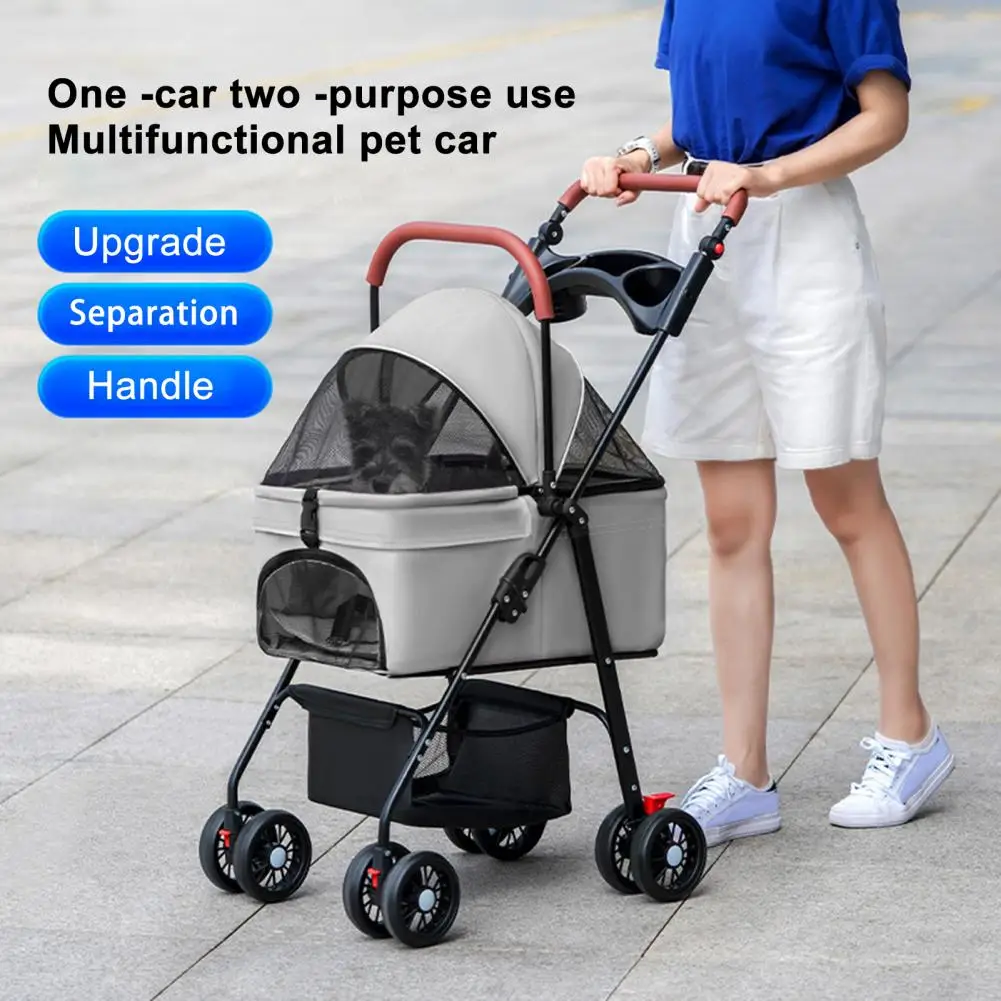 Pet Stroller, Folding Dog Stroller, Pet Folding Stroller, 4 Wheels Dog/Cat Puppy Travel Carrier for Small/Medium Pet