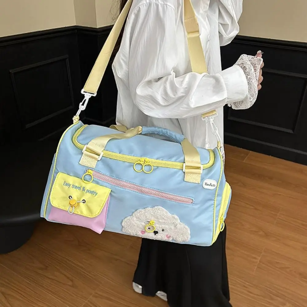 

Nylon Cartoon Travel Duffel Bag Portable Crossbody Women's Fitness Handbag Wet Dry Separation Large Capacity Travel Luggage Bag