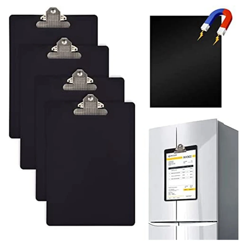 4 Pieces Magnetic Clipboards Letter Size Clipboards 9X12.5 Inch Standard Clip For Refrigerator For Office Classroom Home