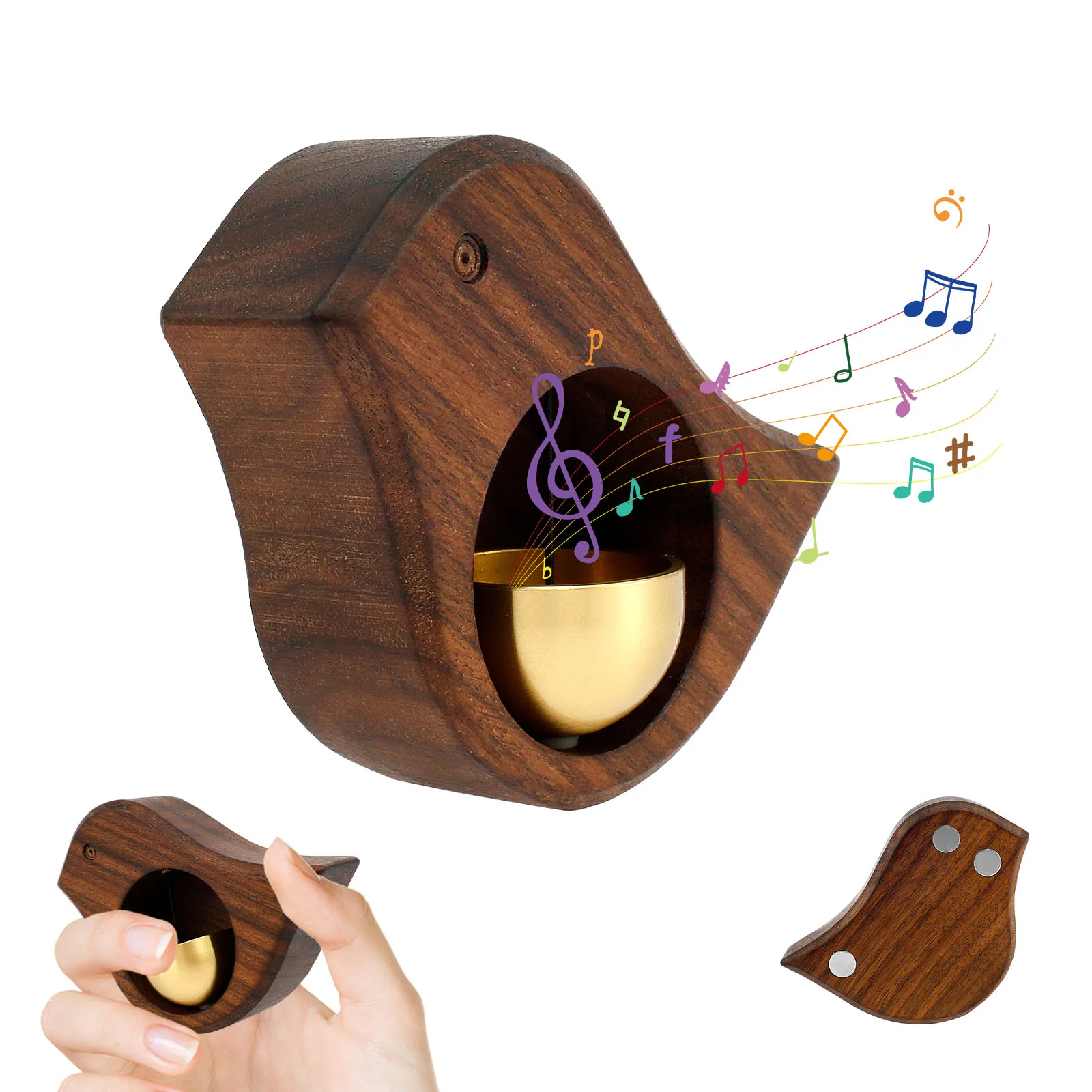 

Creative Housewarming Door Knocker Handmade Retro Pendant Doorbell Cute Woodpecker Design Practical Wooden Woodpecker Gift